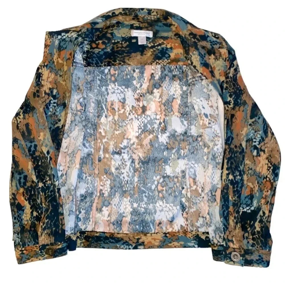 Christopher & Banks*  Faux Suede Camo Multicolored long sleeves Jacket Size XLP - Picture 4 of 7